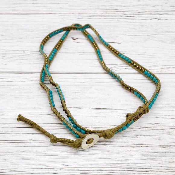 Boho Turquoise Style Beaded Convertible Wrap Bracelet & Necklace 36"L - Picture 2 of 4